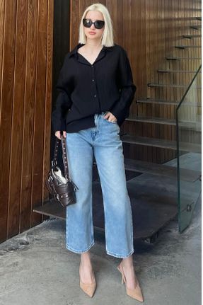 شلوار جین آبی زنانه فاق بلند جین بلند کد 828123930