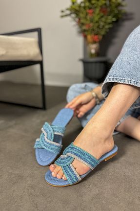 دمپائی آبی زنانه چرم مصنوعی SHOEBELLAS - کد 828143066