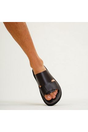 دمپائی قهوه ای مردانه چرم خالص DaphneSandals - کد 827670781