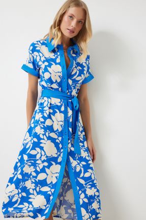 لباس آبی زنانه بافتنی رگولار آستین-بلند کد 828877573