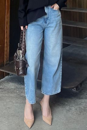 شلوار جین آبی زنانه فاق بلند جین بلند کد 828123930