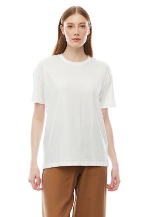 تی شرت سفید زنانه اورسایز تکی طراحی کد 828557196