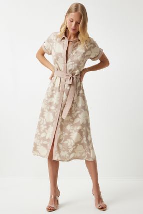 لباس بژ زنانه بافتنی رگولار آستین-بلند کد 828877579