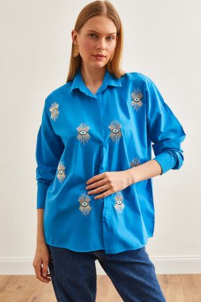پیراهن آبی زنانه رگولار Olalook - کد 829227960