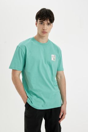 تی شرت سبز مردانه رگولار یقه گرد تکی کد 829435890
