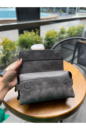 کیف پورتفوی و کلاچ طوسی زنانه چرم خالص MFT Leather Design - کد 828411389