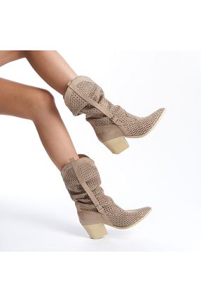 بوت / نیم بوت بژ زنانه چرم مصنوعی Wildco - کد 828375914