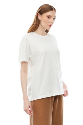 تی شرت سفید زنانه اورسایز تکی طراحی کد 828557196
