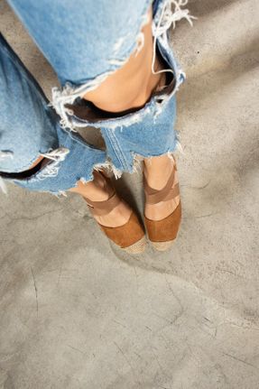 کفش پاشنه بلند پر قهوه ای زنانه پاشنه متوسط ( 5 - 9 cm ) جیر پاشنه پر کد 679868439