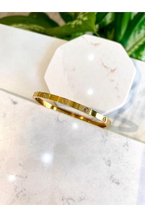 دستبند استیل (فولاد) طلائی زنانه استیل (فولاد) Lilyum Aksesuar - کد 808602595