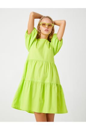 لباس سبز زنانه بافتنی Fitted آستین-کوتاه کد 339116774