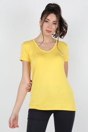 تی شرت زرد زنانه ویسکون کد 43505393