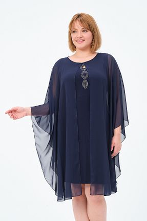 لباس مجلسی سایز بزرگ سرمه ای زنانه دو سینه Oktay - کد 829764045