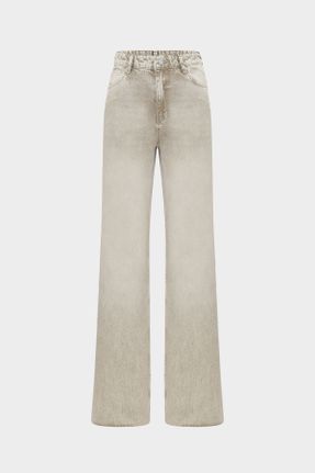 شلوار جین بژ زنانه پاچه گشاد فاق بلند جین جوان بلند کد 791510841