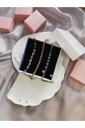 دستبند جواهر طلائی زنانه روکش طلا Huit - کد 829703653