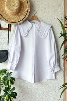 پیراهن سفید زنانه کراپ پنبه - پلی استر - الاستن کد 827847817