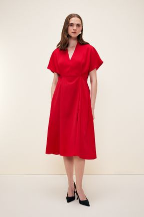 لباس قرمز زنانه بافتنی پلی استر Fitted کد 823713974