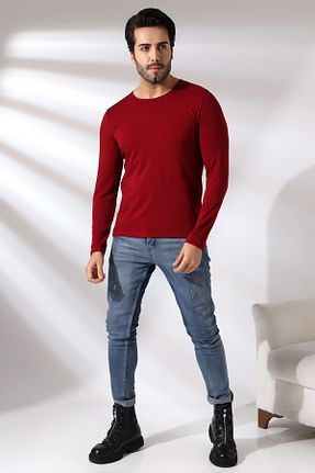 تیشرت زرشکی مردانه اسلیم فیت Endies - کد 782298235
