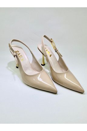 کفش پاشنه بلند کلاسیک بژ زنانه چرم مصنوعی پاشنه نازک پاشنه متوسط ( 5 - 9 cm ) کد 825733122