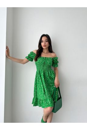 لباس سبز زنانه بافتنی تور تنگ آستین-بلند کد 817499408