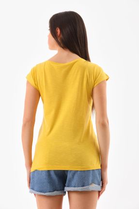 تی شرت زرد زنانه رگولار لیکرا بیسیک کد 828517910