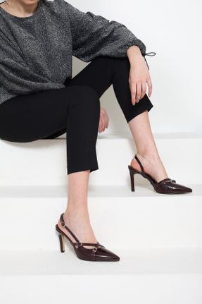کفش پاشنه بلند کلاسیک زرشکی زنانه چرم مصنوعی پاشنه نازک پاشنه متوسط ( 5 - 9 cm ) کد 814332723