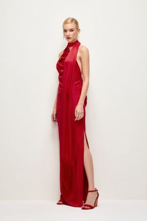 لباس قرمز زنانه بافتنی Fitted آستین-بلند کد 782800631
