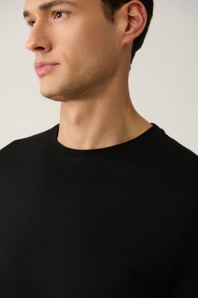 تی شرت مشکی مردانه رگولار یقه گرد تکی بیسیک کد 53677781