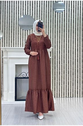 لباس حجاب قهوه ای زنانه اسلیم فیت Moda Krash - کد 829515432