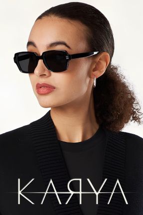 عینک آفتابی مشکی زنانه 50 UV400 پلاستیک مات هندسی کد 802093383