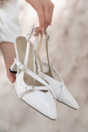 کفش پاشنه بلند کلاسیک سفید زنانه پاشنه نازک پاشنه متوسط ( 5 - 9 cm ) چرم لاکی کد 829527048