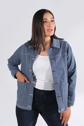 کت آبی زنانه سایز بزرگ TOLGA SARAÇOĞLU - کد 829601761