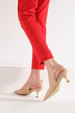 کفش پاشنه بلند کلاسیک بژ زنانه چرم مصنوعی پاشنه نازک پاشنه متوسط ( 5 - 9 cm ) کد 670258565