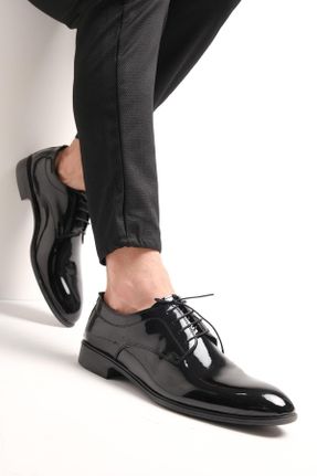 کفش کلاسیک مشکی مردانه چرم مصنوعی پاشنه کوتاه ( 4 - 1 cm ) پاشنه ساده کد 751261611