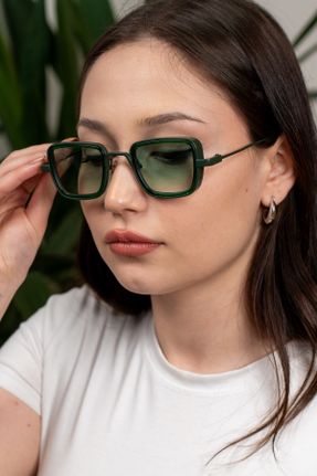 عینک آفتابی سبز زنانه 53 UV400 فلزی مات کد 827930999