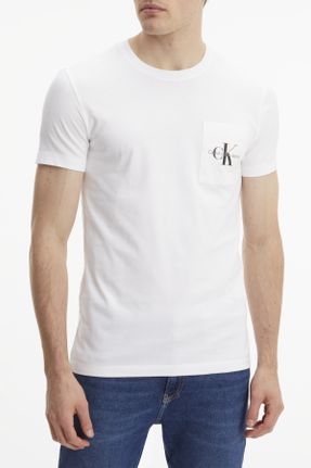 تی شرت سفید مردانه رگولار یقه گرد تکی کد 297502513
