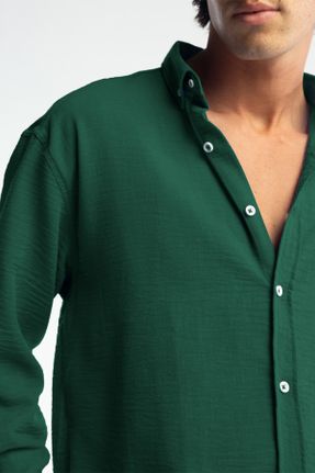 پیراهن سبز مردانه اورسایز یقه دکمه دار پلی استر کد 745830910