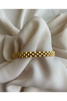 دستبند استیل طلائی زنانه فولاد ( استیل ) کد 348991659