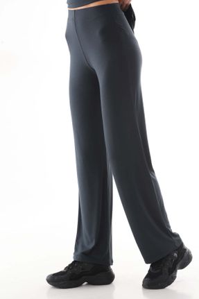 پائین تنه گرمکن ورزشی طوسی زنانه پاچه لوله ای رگولار ویسکون فاق بلند بدون جیب کد 792878241