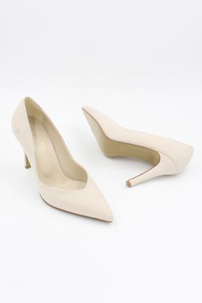 کفش پاشنه بلند کلاسیک بژ زنانه ساتن پاشنه کوتاه ( 4 - 1 cm ) پاشنه ضخیم کد 711632838