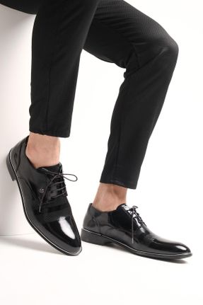 کفش کلاسیک مشکی مردانه چرم مصنوعی پاشنه کوتاه ( 4 - 1 cm ) پاشنه ساده کد 751268285