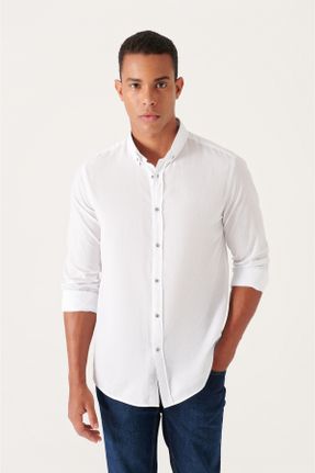 پیراهن سفید مردانه یقه دکمه دار رگولار کد 267481227