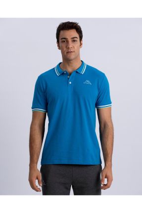 تی شرت آبی مردانه پنبه (نخی) یقه پولو رگولار تکی کد 250528137