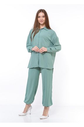ست بالاتنه و پائین تنه سبز زنانه بافتنی Nuseel - کد 712651603