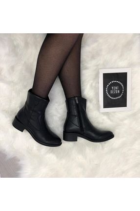 بوت / نیم بوت مشکی زنانه چرم خالص BEN AYAKKABI - کد 80325071
