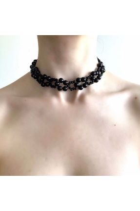 گردنبند جواهر مشکی زنانه منجوق کد 290788716