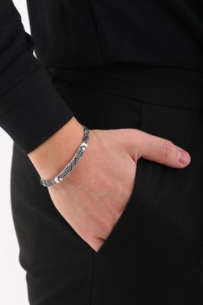 دستبند جواهر مردانه چرم طبیعی کد 743774913