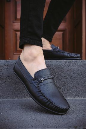 کفش لوفر مشکی مردانه چرم مصنوعی پاشنه کوتاه ( 4 - 1 cm ) کد 675907037