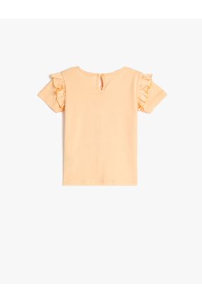 تی شرت نارنجی بچه گانه رگولار یقه گرد پنبه (نخی) تکی کد 669252717