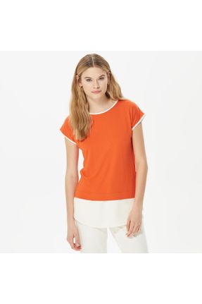 تی شرت نارنجی زنانه رگولار یقه گرد کد 687736075